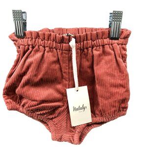 NWT Natalys Baby Girls 6M Corduroy Shorts Bloomers Peach Pink Pull On Paperbag